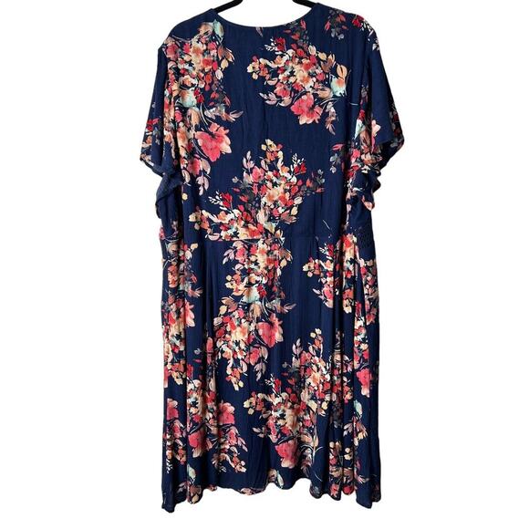 Torrid Dress Plus Size 4X Mini Gauze Lace-Up Skater Blue Floral Short Sleeve - Picture 5 of 13